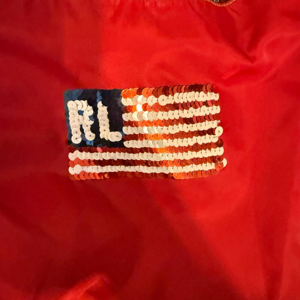 Vintage Ralph Lauren Purse Red Polo Jeans Co Sequin American Flag - Picture 8 of 13